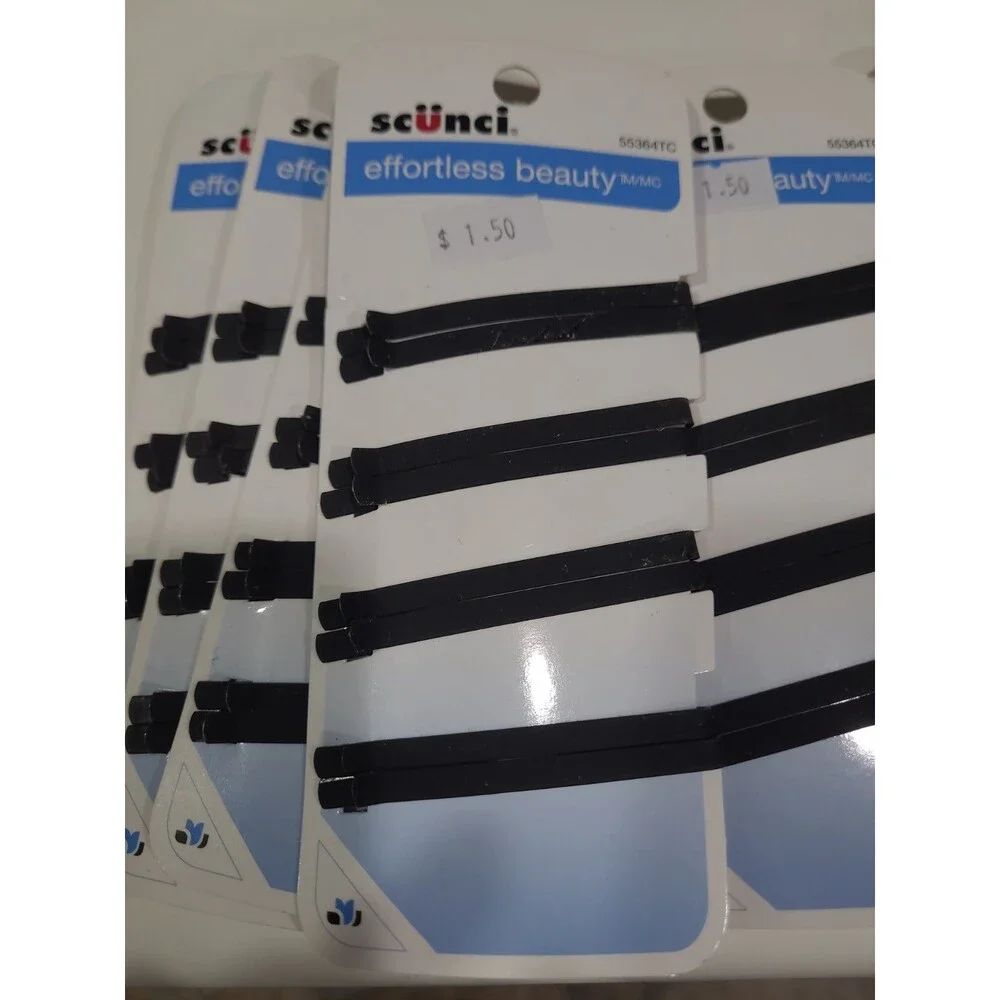 15 Pks Conair Pin & Hold Curved Bobby Pins, Black 55604 AND scunci  Clip/pins HB
